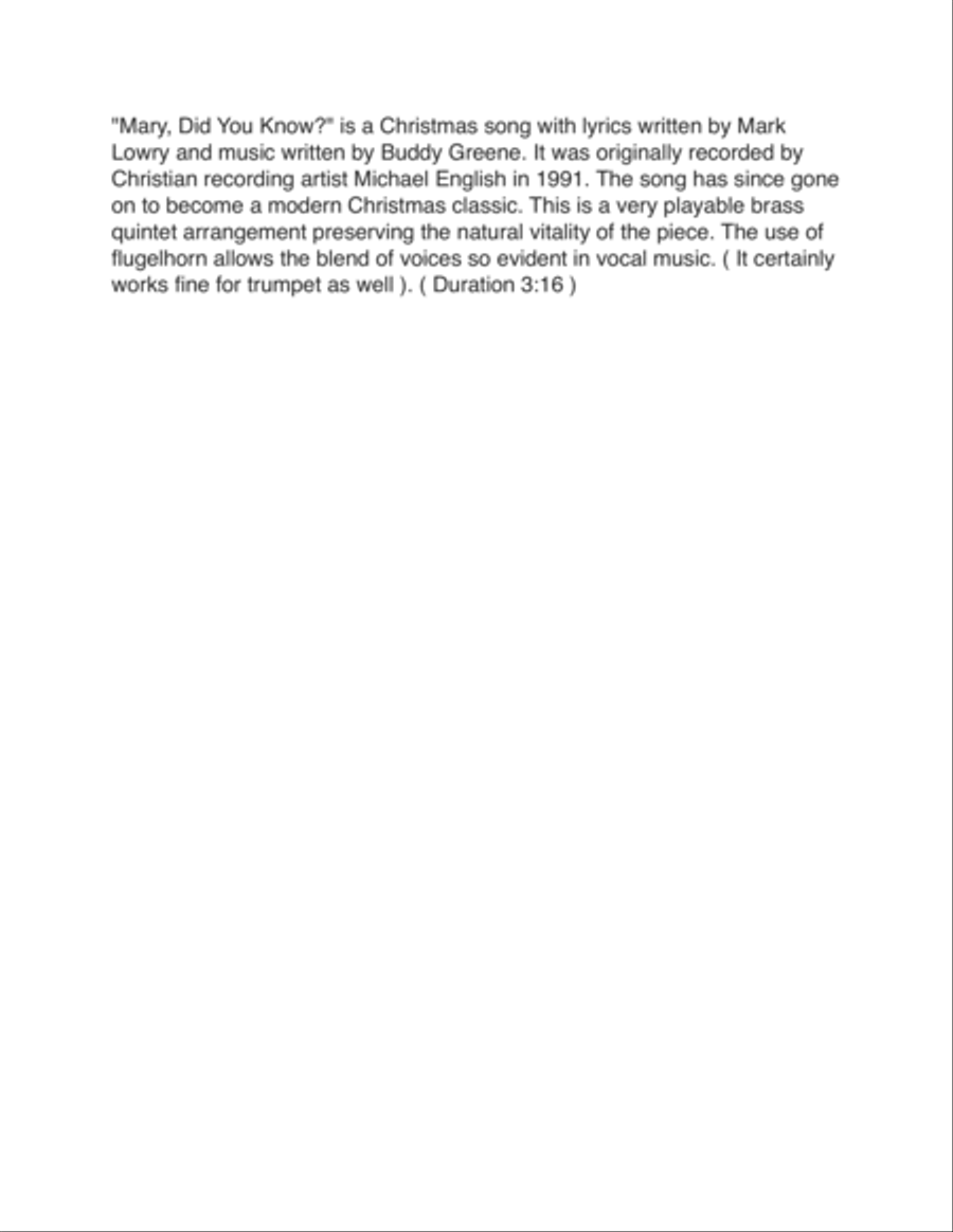 Mary, Did You Know? Brass Ensemble scores gallery preview page 2