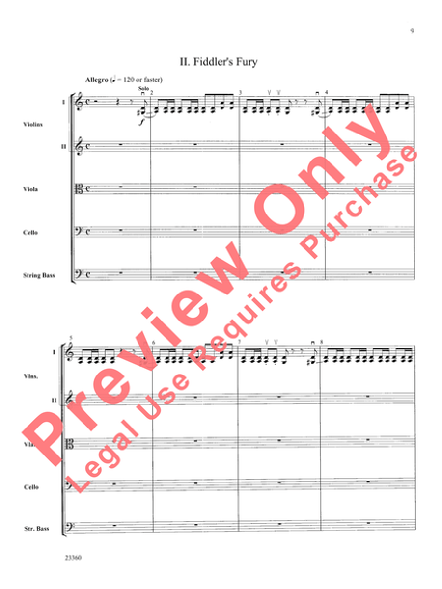 Folk Tune Air and Fiddler's Fury String Orchestra scores gallery preview page 10
