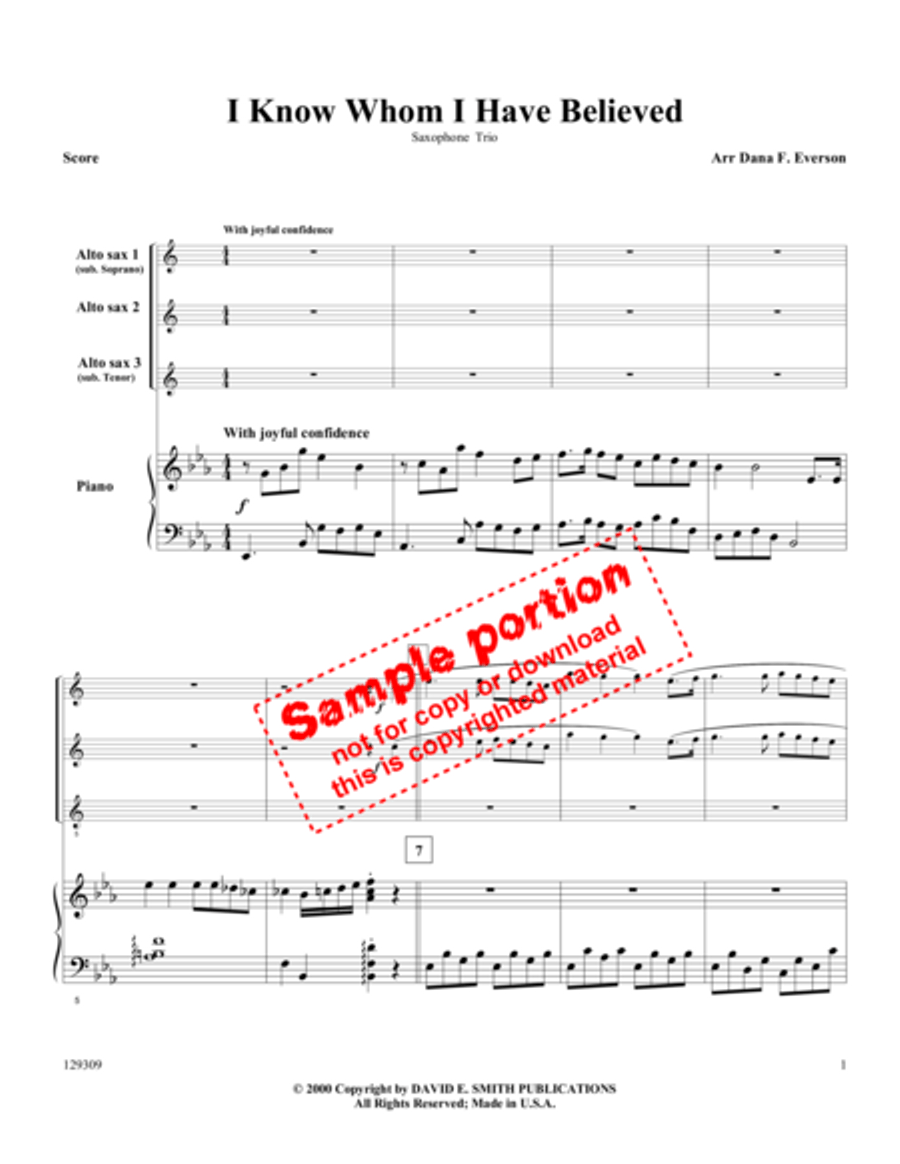 I Know Whom I Have Believed Woodwind Trio scores gallery preview page 2
