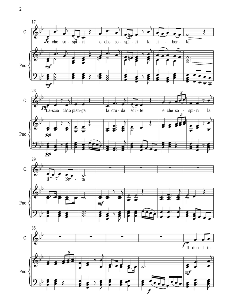 Lascia Ch'io Pianga - From Opera 'Rinaldo' - G.F. Handel ( Contralto Voice and Piano) Alto Voice scores gallery preview page 6
