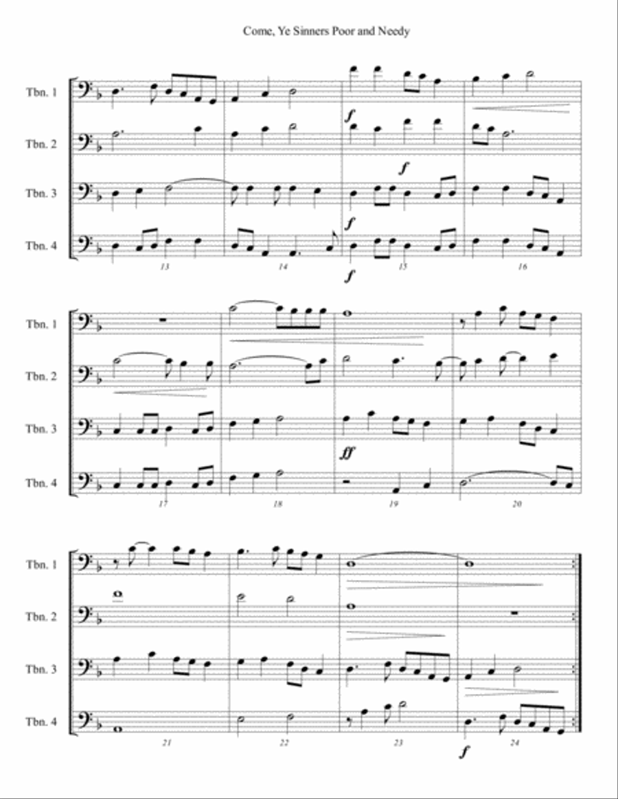 Come, Ye Sinners Poor and Needy Brass Ensemble scores gallery preview page 3