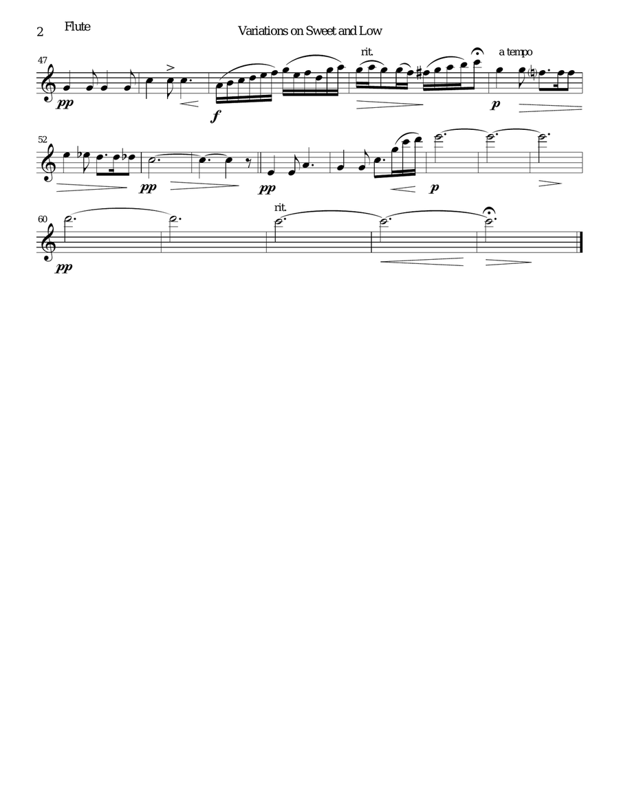 Variations on Joseph Barnby’s Sweet and Low for wind quartet Woodwind Quartet scores gallery preview page 5