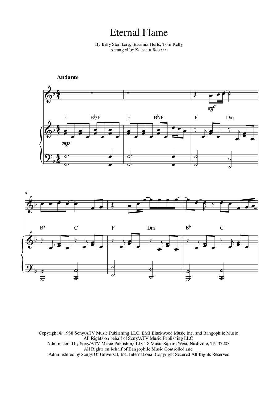 Eternal Flame Violin Solo scores gallery preview page 1