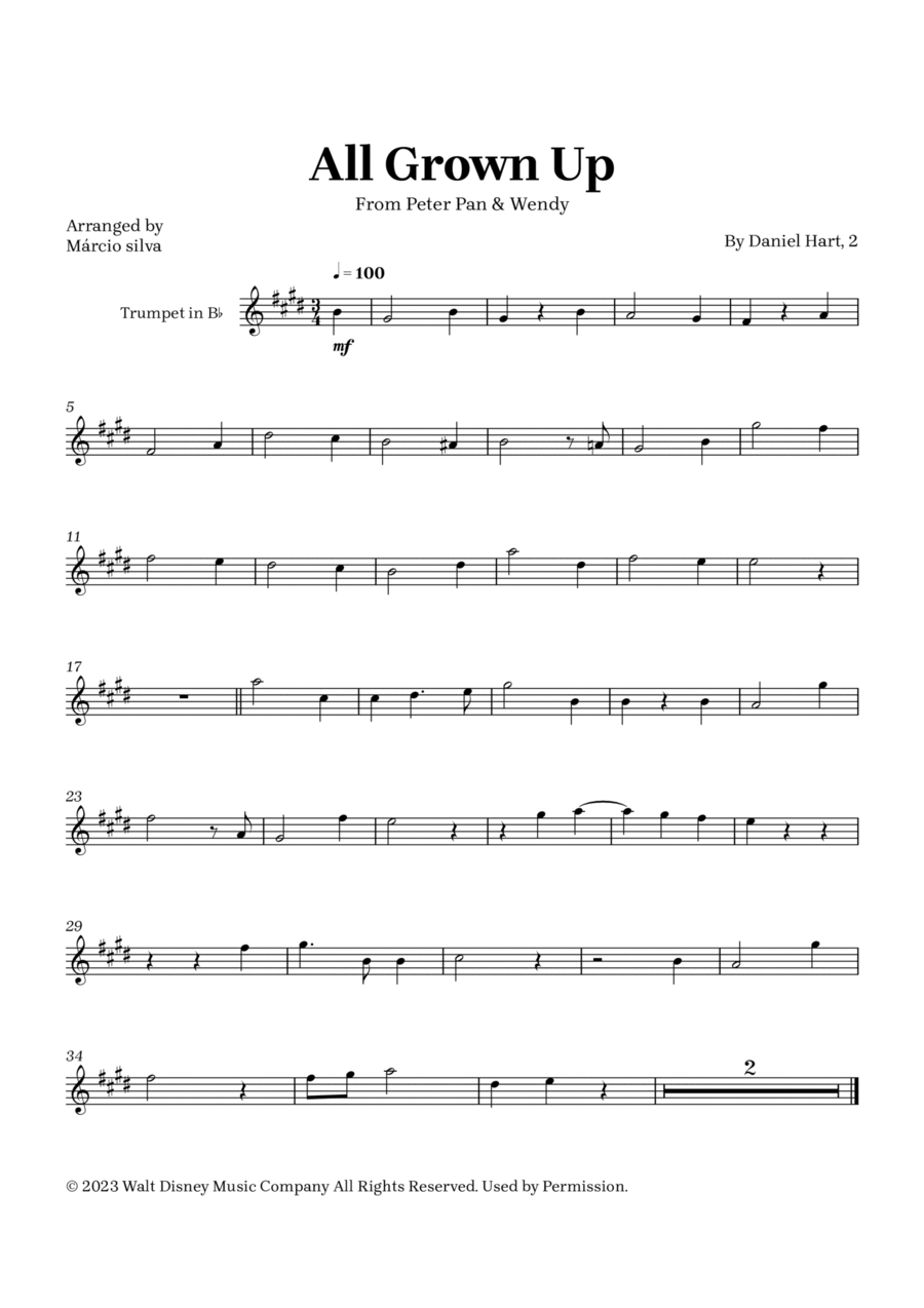 All Grown Up B-Flat Trumpet scores gallery preview page 1