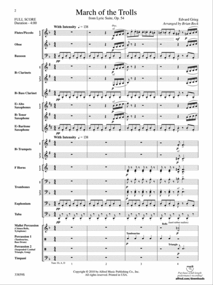 March of the Trolls Concert Band scores gallery preview page 2