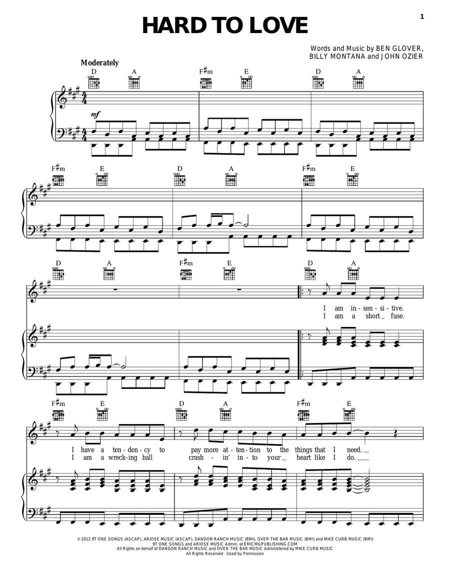 Hard To Love Hard To Love Acoustic Guitar scores gallery preview page 1