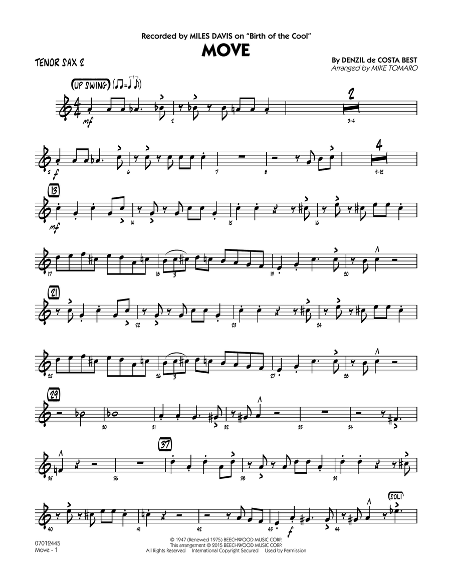 Move - Tenor Sax 2 Move - Tenor Sax 2 Jazz Ensemble scores gallery preview page 1