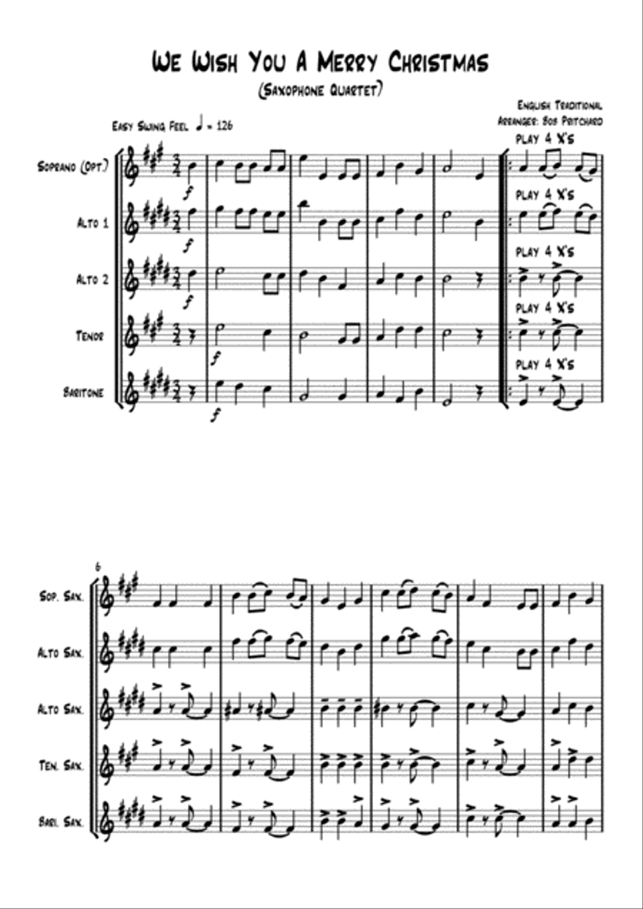 We Wish You A Merry Christmas Woodwind Quartet scores gallery preview page 2