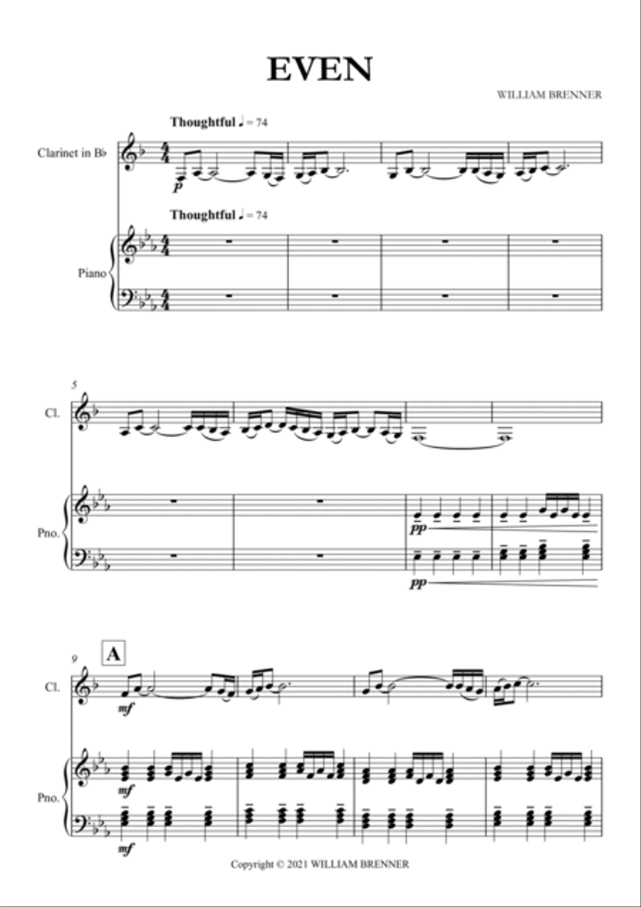 Even (for clarinet and piano) Clarinet Solo scores gallery preview page 2