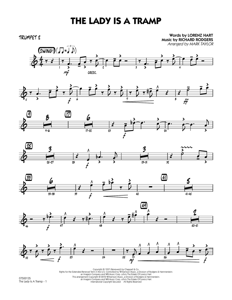 The Lady Is A Tramp - Trumpet 2 Jazz Ensemble scores gallery preview page 1