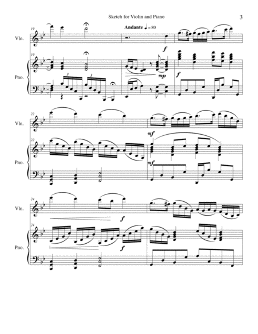 Sketch for Violin and Piano/ Piano & Violin Part, Op. 2 Violin Solo scores gallery preview page 3