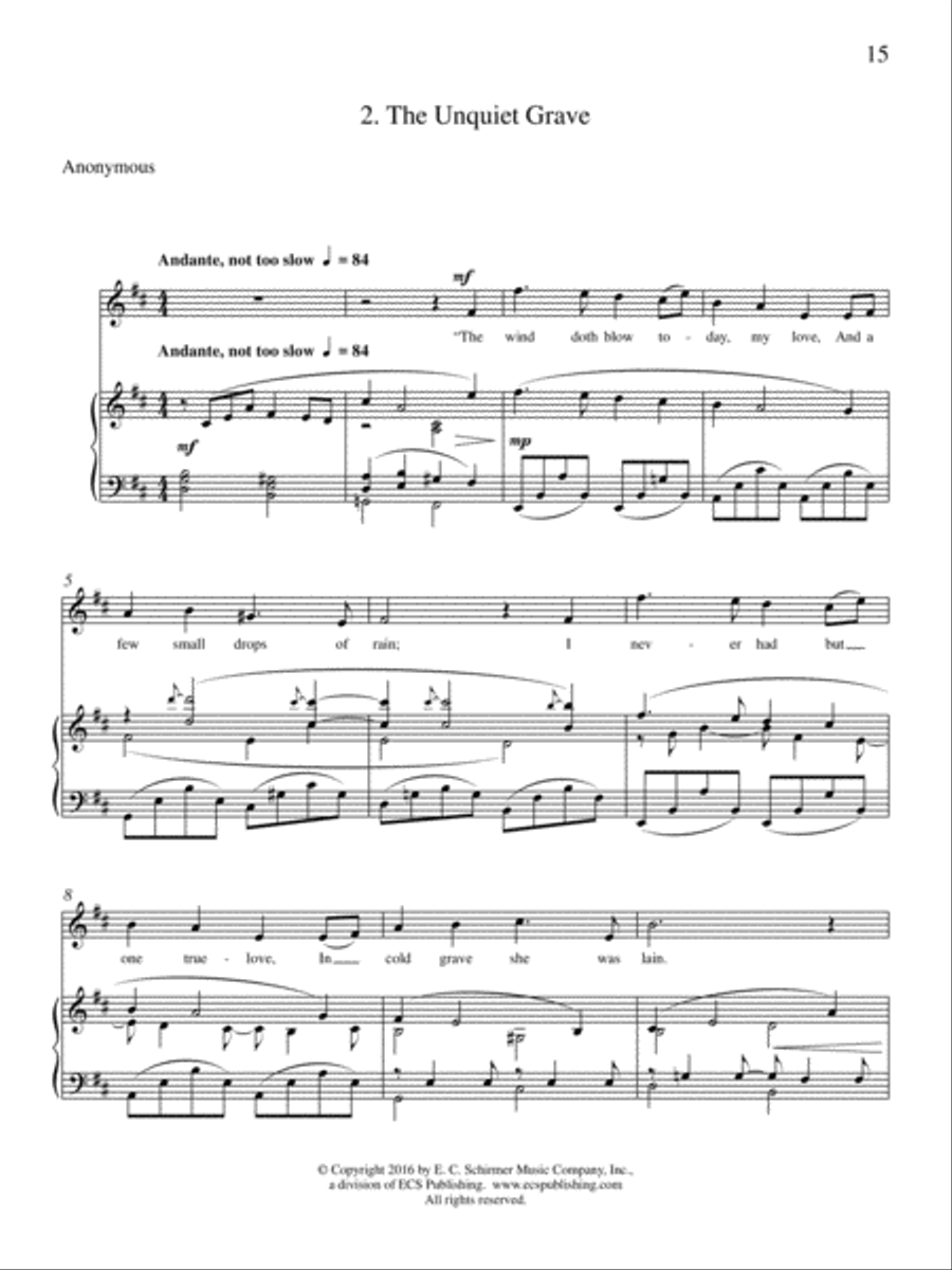 The Unquiet Grave from American Death Ballads High Voice scores gallery preview page 1