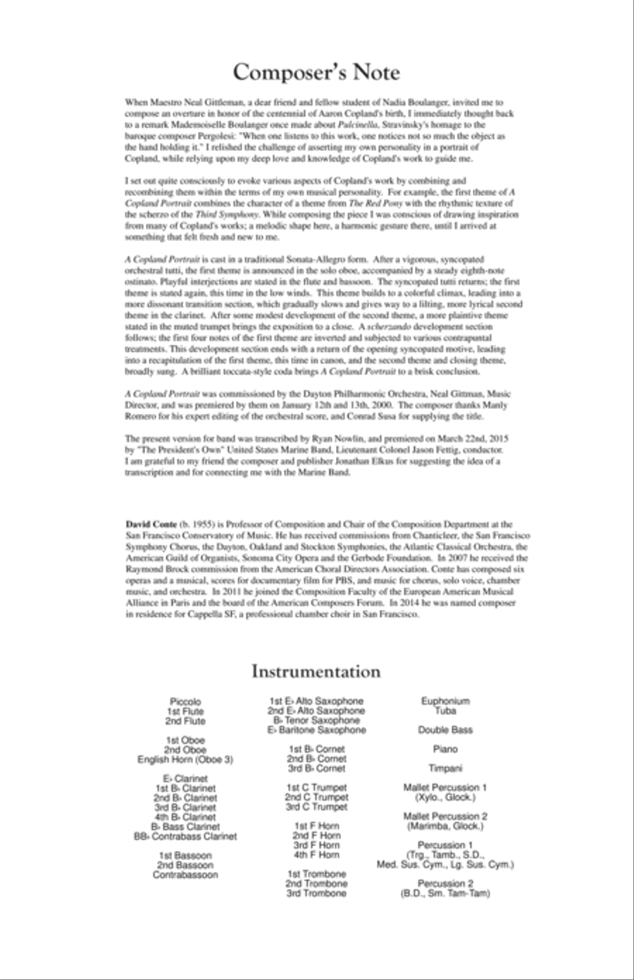 A Copland Portrait Concert Band scores gallery preview page 3