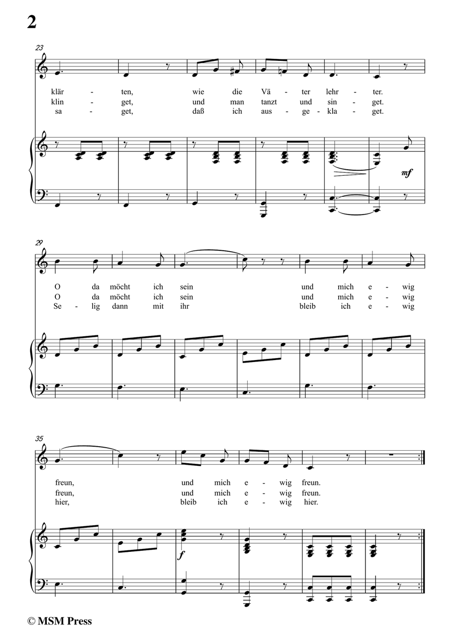 Schubert-Seligkeit in C Major,for voice and piano Piano, Vocal scores gallery preview page 4