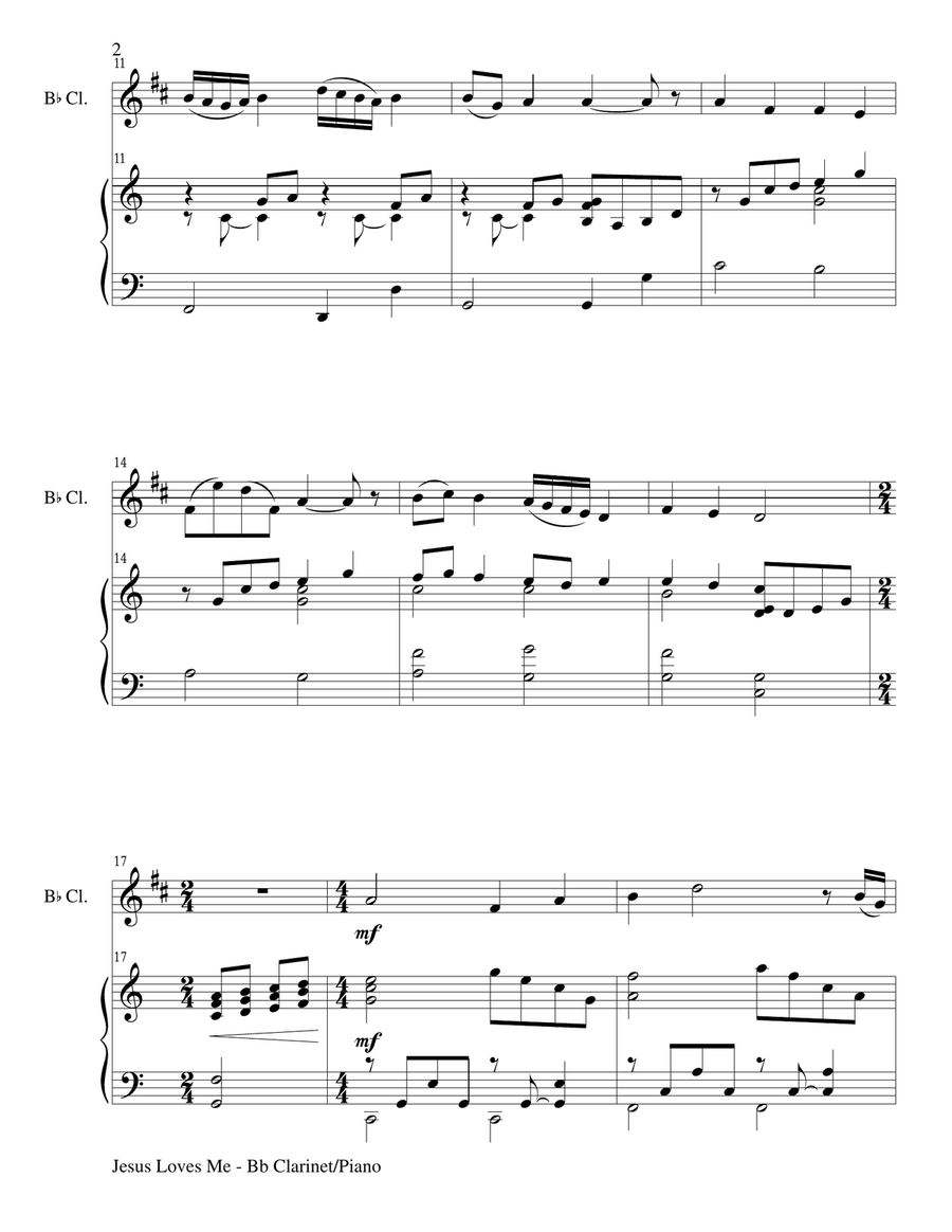 JESUS LOVES ME (Duet – Bb Clarinet and Piano/Score and Parts) JESUS LOVES ME (Duet – Bb Clarinet and Piano/Score and Parts) Woodwind Duet scores gallery preview page 2