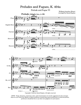 Mozart-Bach Prelude and Fugue VI from K.404a (arranged for woodwind quintet)