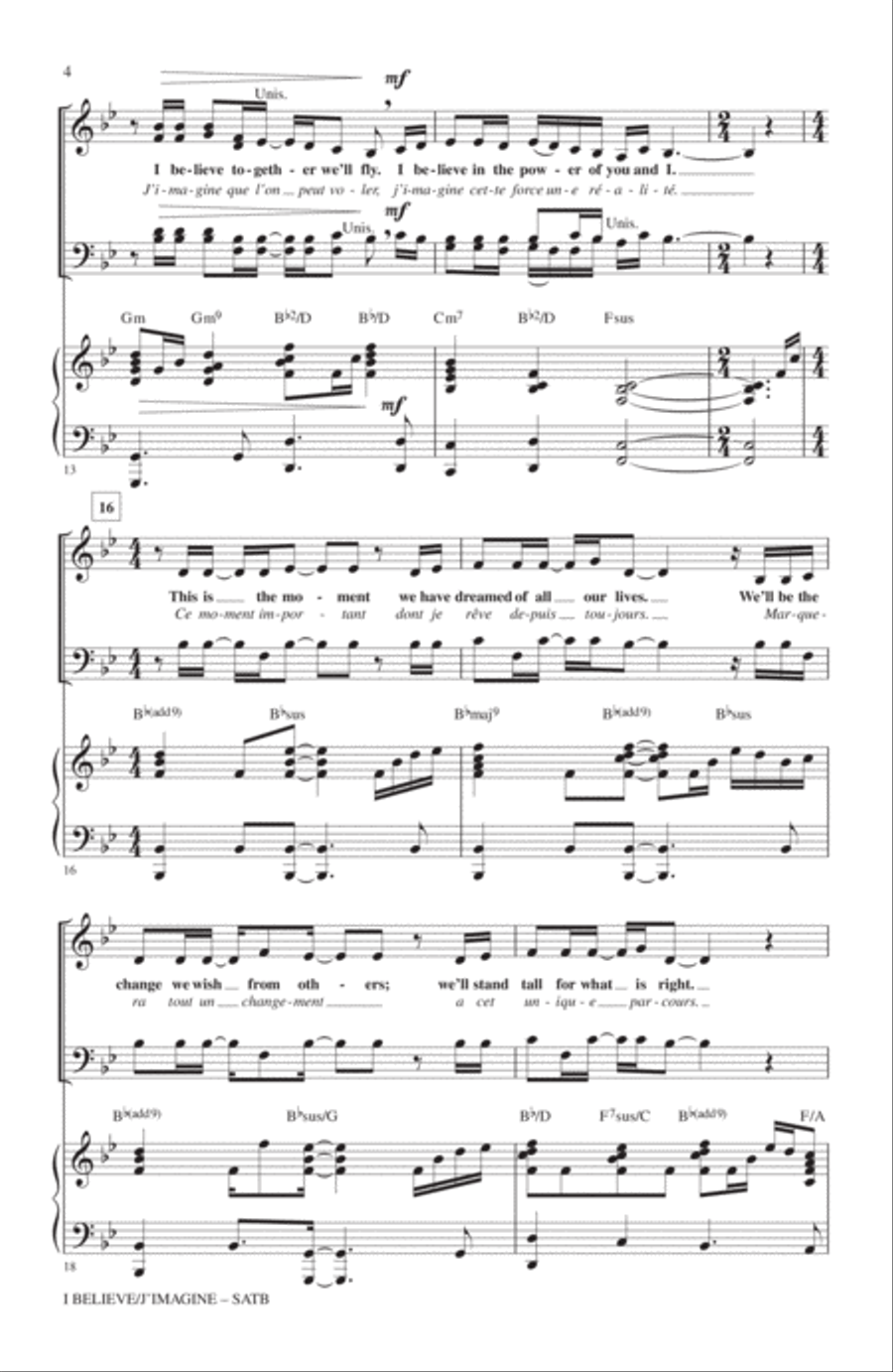 I Believe / J'Imagine 4-Part scores gallery preview page 3