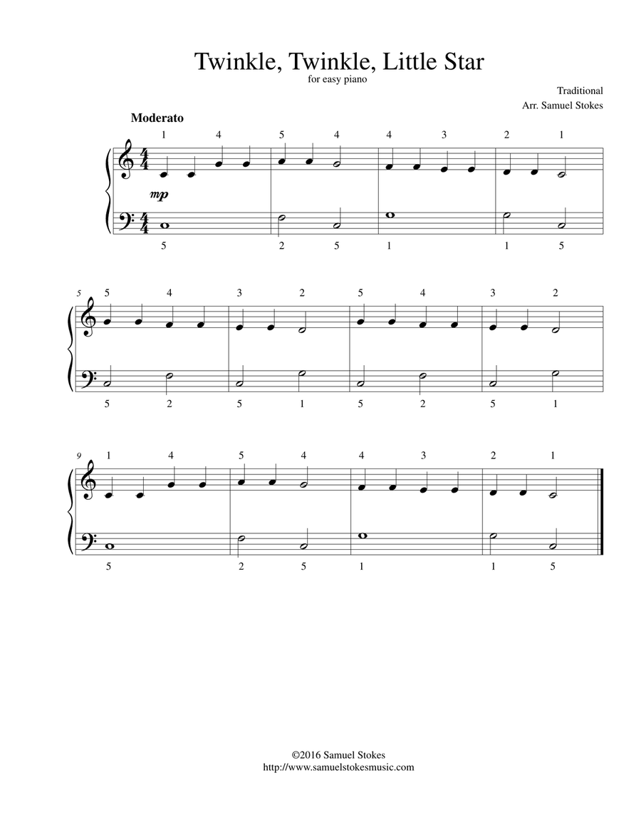 Twinkle Twinkle Little Star for easy piano by Traditional