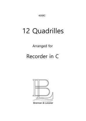 12 Solo Quadrilles for Recorders in C (treble clef)