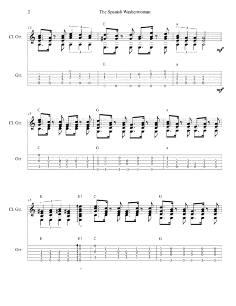 The Spanish Washerwoman The Spanish Washerwoman Guitar Tablature scores gallery preview page 2