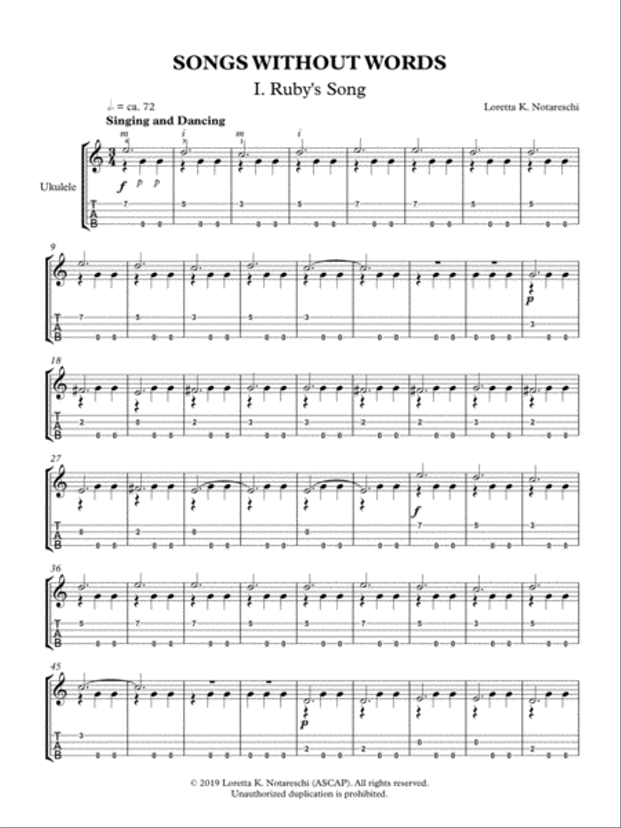 Songs without Words Ukulele scores gallery preview page 5