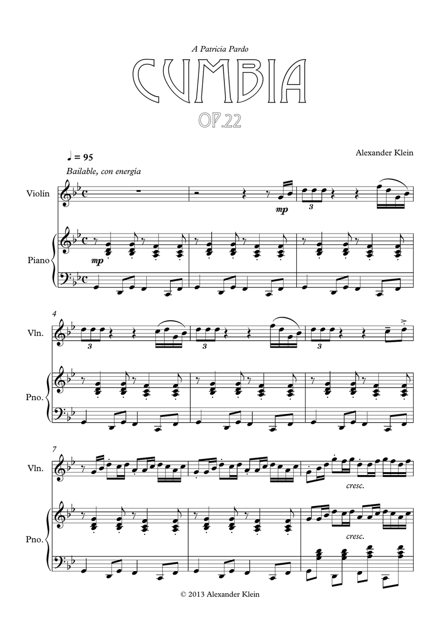 Cumbia Op.22 (Violin & Piano Version) Violin Solo scores gallery preview page 3