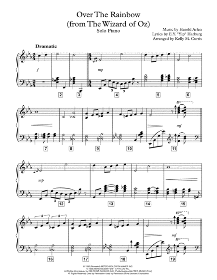 Over The Rainbow (from The Wizard Of Oz) Piano Solo scores gallery preview page 1
