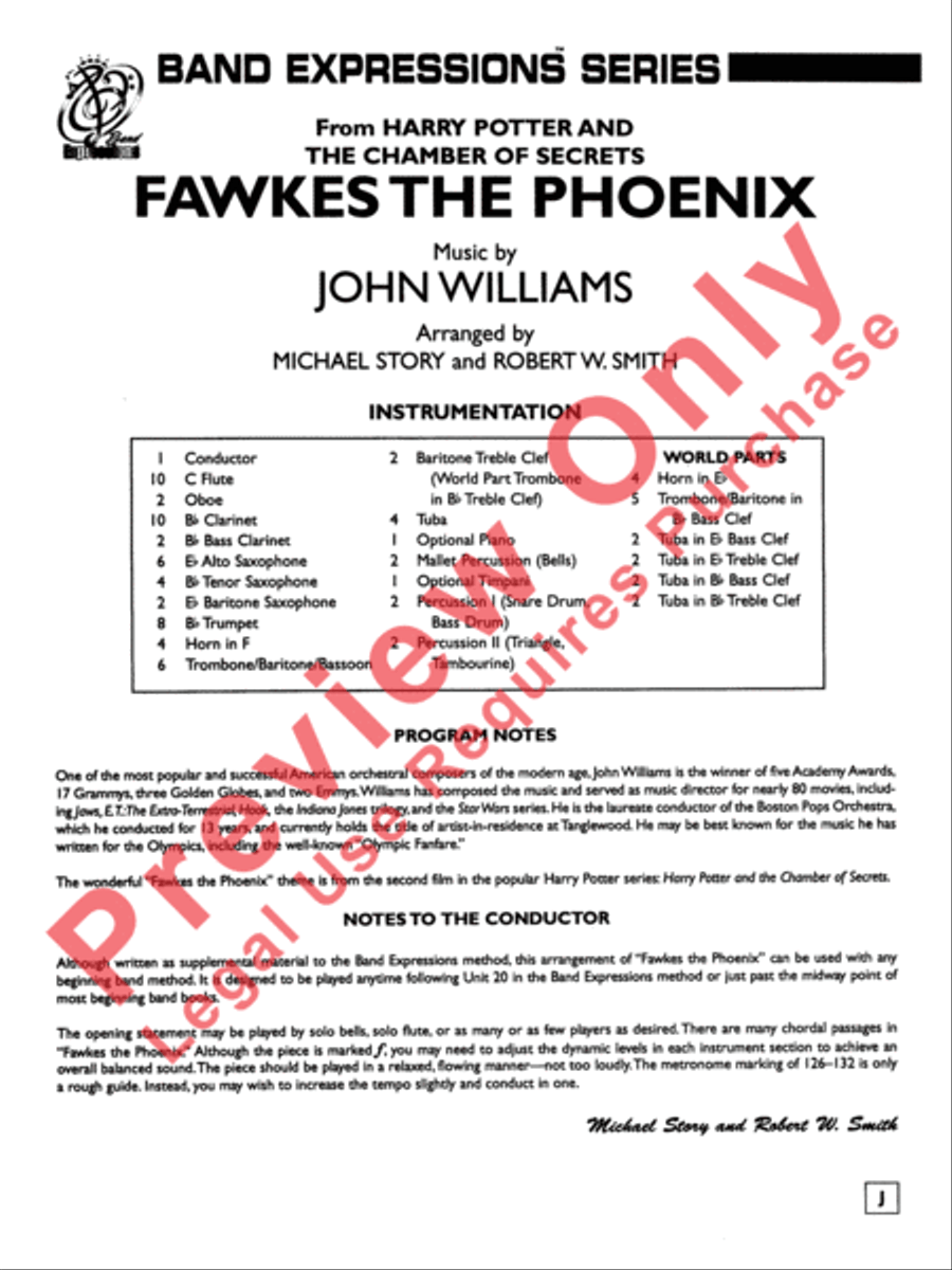 Fawkes the Phoenix (from Harry Potter and the Chamber of Secrets) Concert Band Methods scores gallery preview page 2