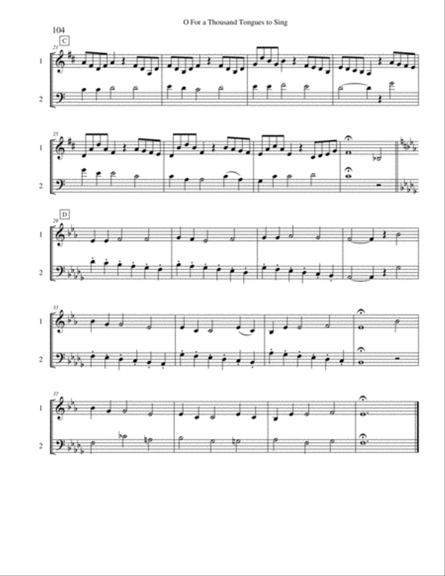 Ten Selected Hymns for the Performing Duet, Vol. 6 - trumpet and trombone (euphonium) Brass Duet scores gallery preview page 4