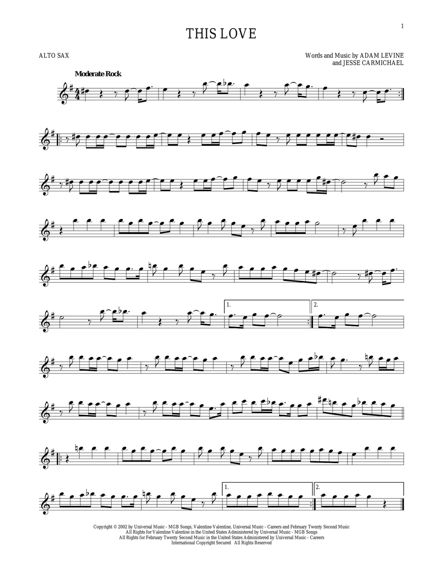 This Love This Love Alto Saxophone scores gallery preview page 1