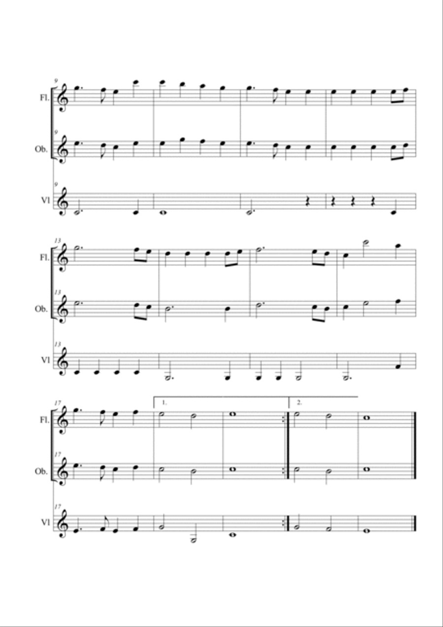 Joy to the world. Flute, oboe and violin trio Flute scores gallery preview page 2