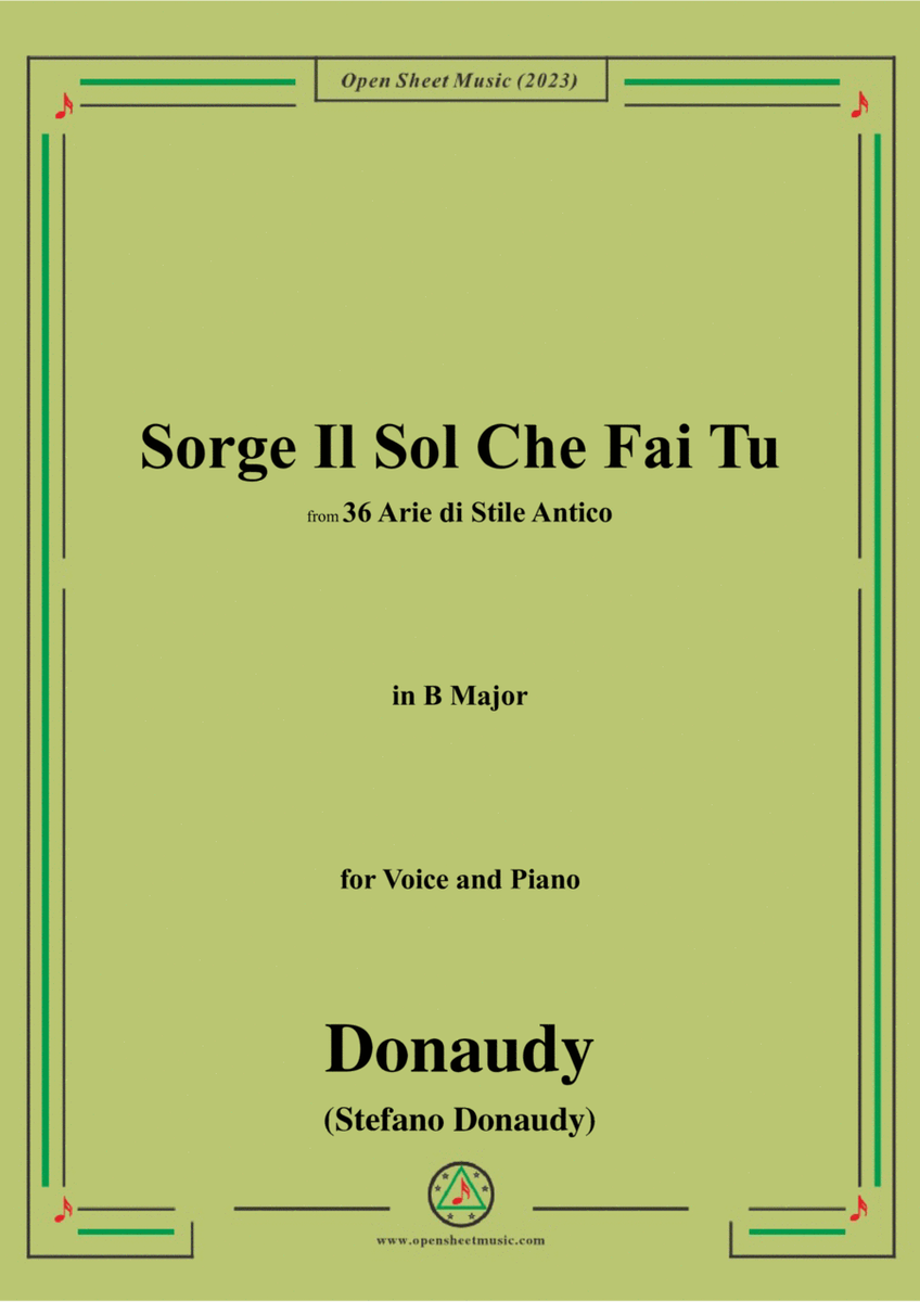 Donaudy-Sorge Il Sol Che Fai Tu,in B Major