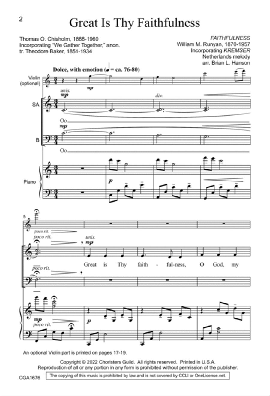 Great is Thy Faithfulness - SAB 3-Part scores gallery preview page 2