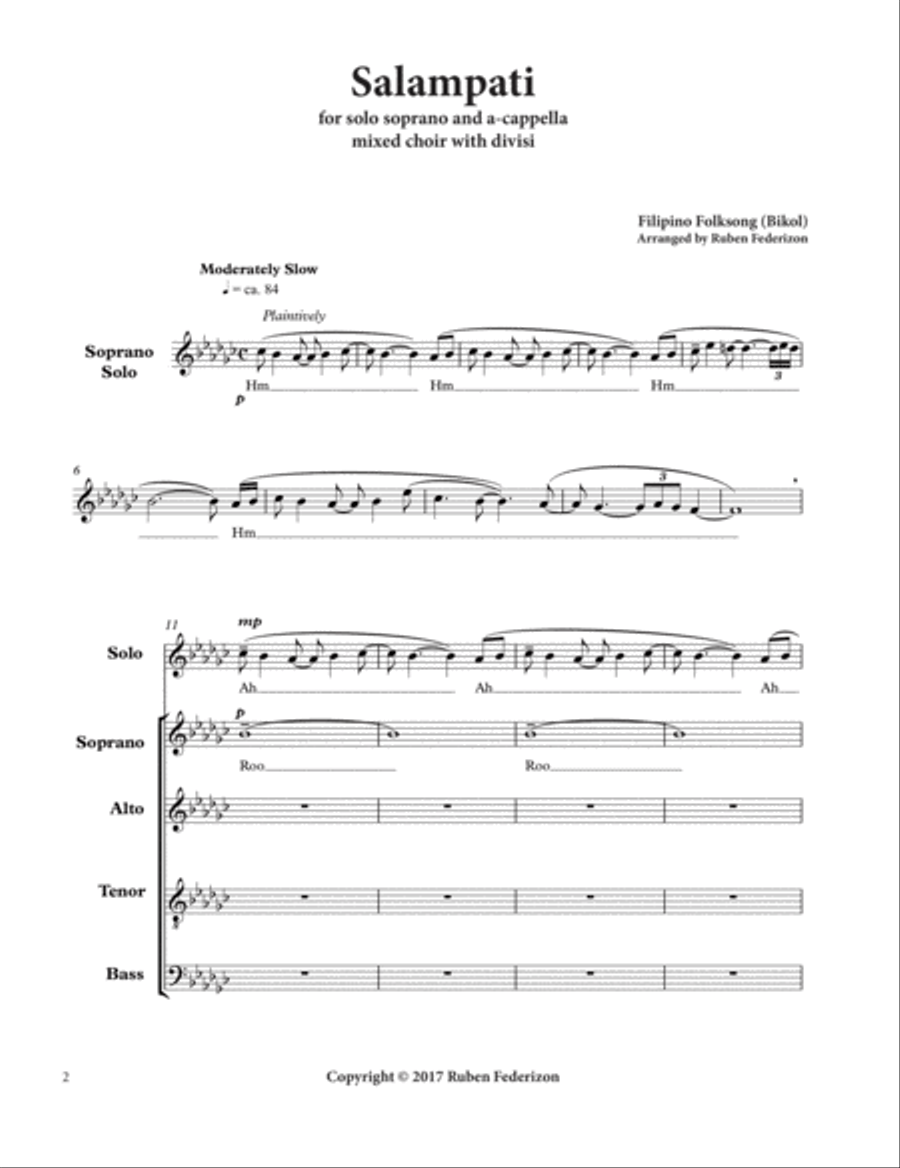 Salampati (Filipino folksong from the Bicol Region) Divisi scores gallery preview page 3