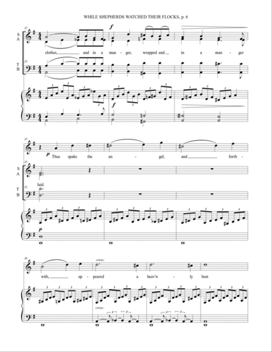Second Mvmt (SATB), While Shepherds Watched Their Flocks / Rachmaninoff's Piano Concerto No. 2 4-Part scores gallery preview page 6