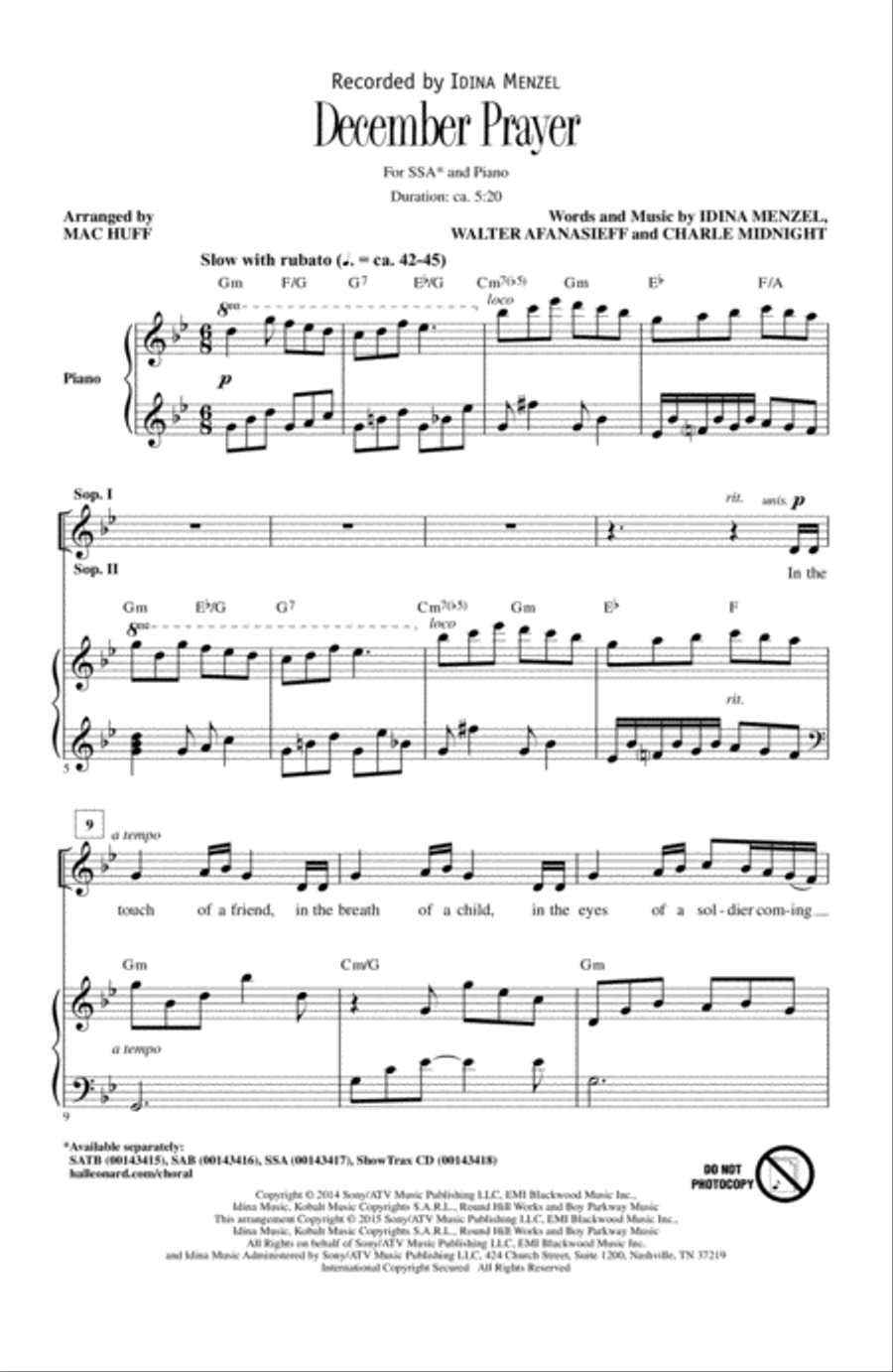 December Prayer SSA scores gallery preview page 1