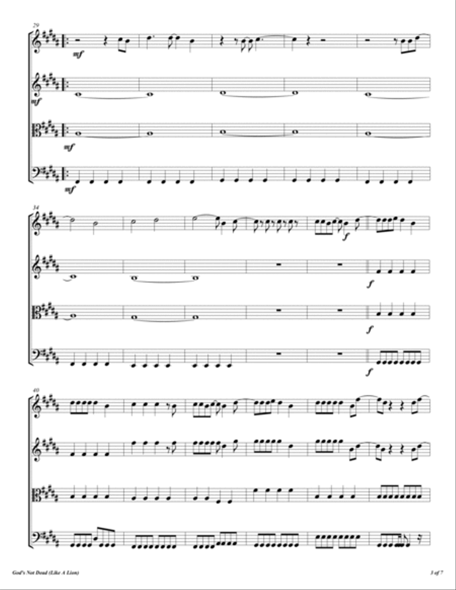 Like A Lion (God's Not Dead) String Quartet scores gallery preview page 4