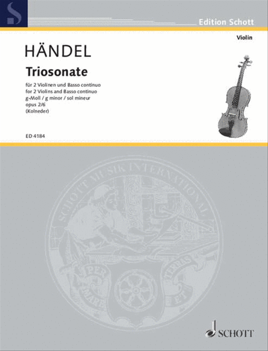 9 Trio Sonatas Op. 2, No. 6 String Trio scores gallery preview page 1