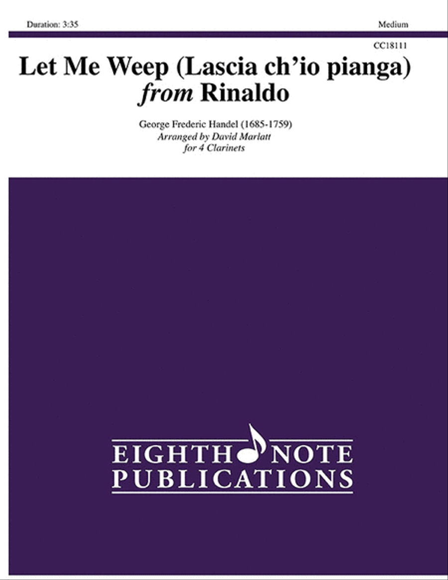Let Me Weep (Lascia ch'io pianga) from Rinaldo Clarinet Quartet scores gallery preview page 1