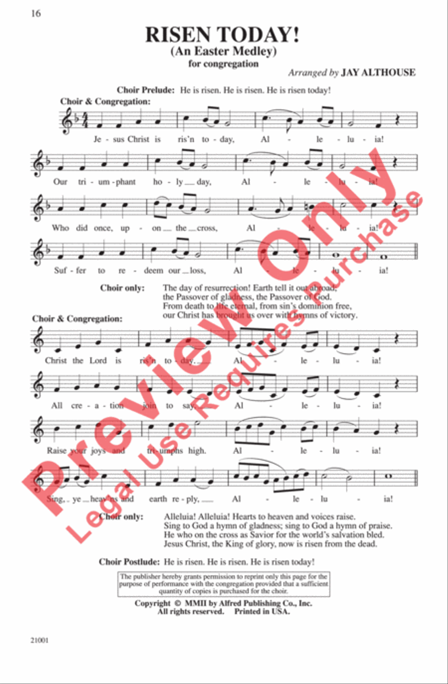 Risen Today! (An Easter Medley) 3-Part scores gallery preview page 16