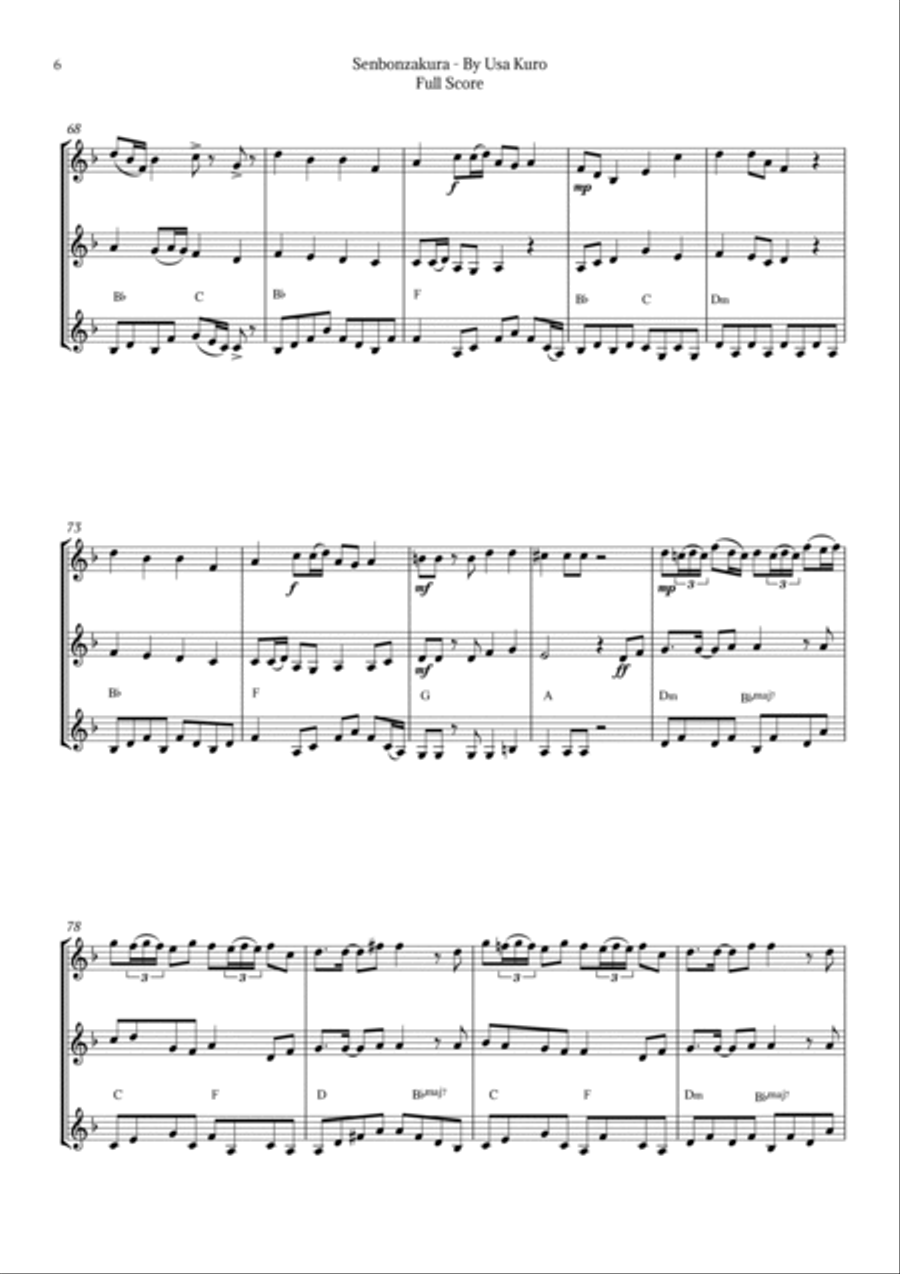 Senbonzakura String Trio scores gallery preview page 6
