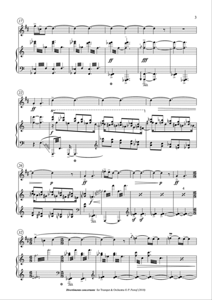 Divertimento concertante for trumpet and orchestra - piano reduction Trumpet Duet scores gallery preview page 3