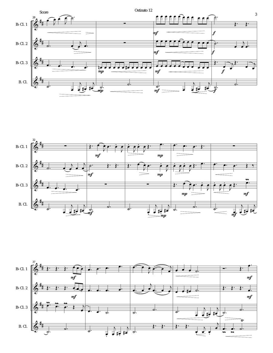 Ostinato 12 for clarinet quartet Clarinet Quartet scores gallery preview page 3