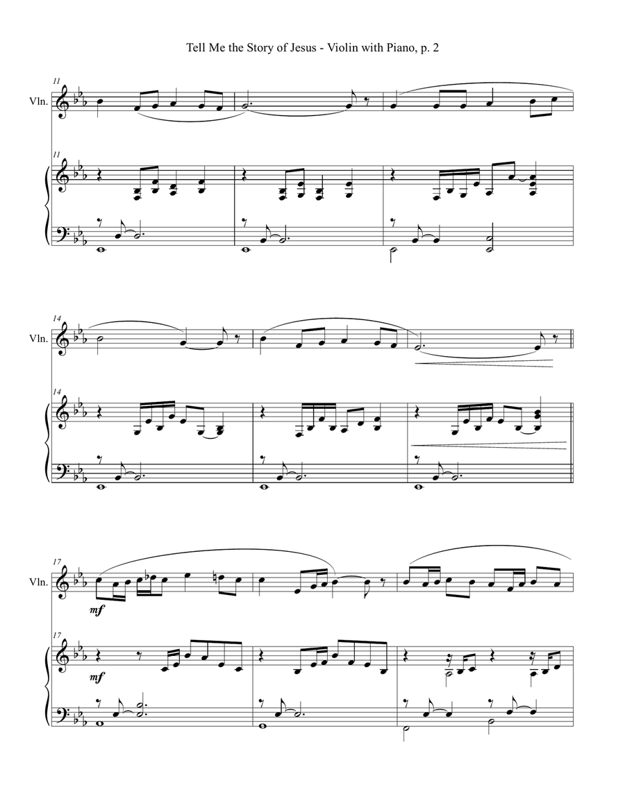 TELL ME THE STORY OF JESUS (for Violin and Piano with Score/Part) image number null