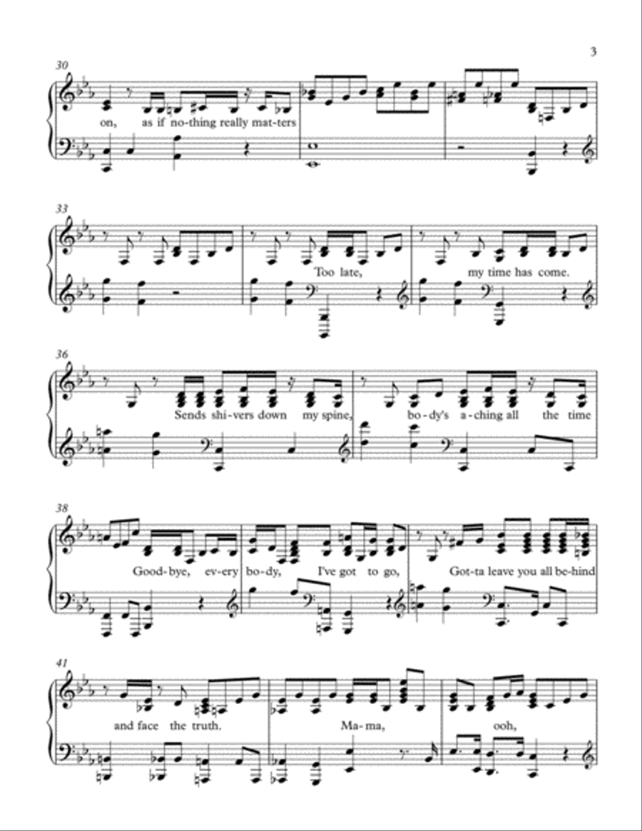 Bohemian Rhapsody Piano Solo scores gallery preview page 3