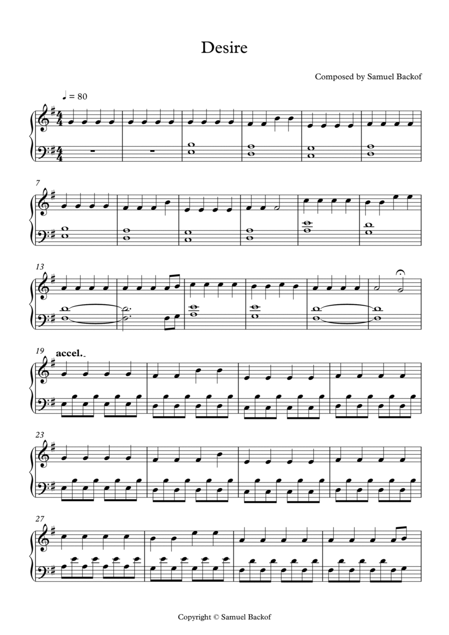 Desire Piano Solo scores gallery preview page 1
