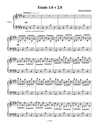 Etude 1.0 + 2.0 for Piano Solo from 25 Etudes using Symmetry, Mirroring and Intervals