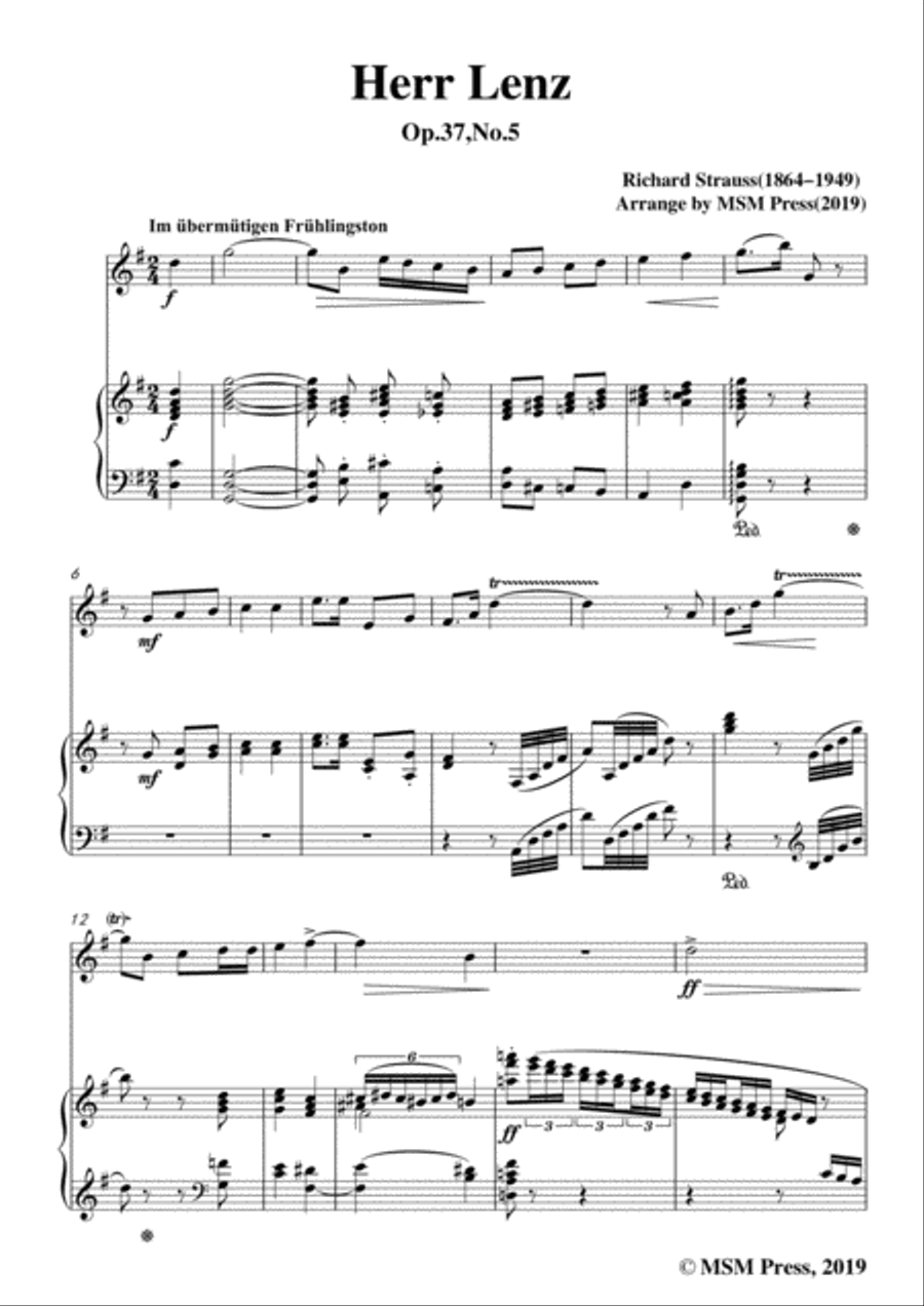 Richard Strauss-Herr Lenz, for Flute and Piano Flute Solo scores gallery preview page 3