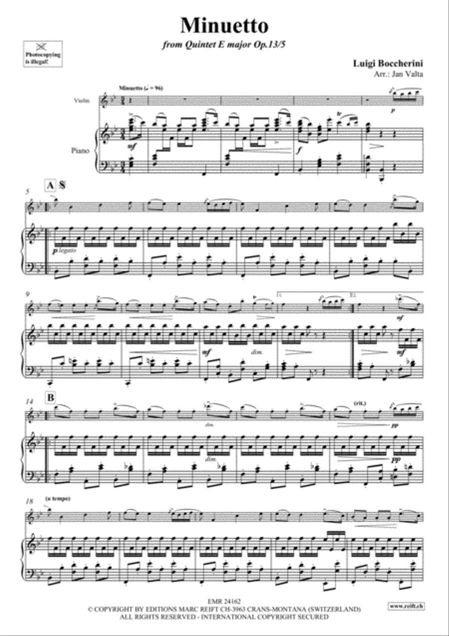 Minuetto Violin Solo scores gallery preview page 3