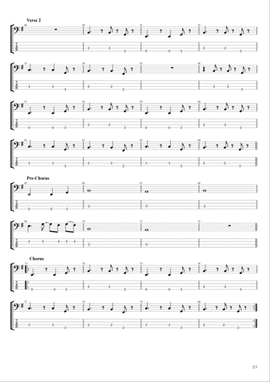 No Doubt Guitar Tablature scores gallery preview page 2